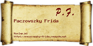 Paczovszky Frida névjegykártya